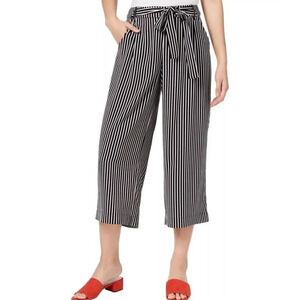 Zara Black & White Striped High-Waisted Tie-Front Wide-Leg Pants Size Small Wm’s